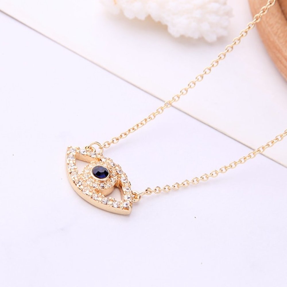 3x Evil Eye CZ Boho Gold Necklace